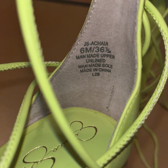 Jessica Simpson Achaia Daquiri Green Italia Nappa Lace Up Crisscross Heels NEW - Picture 5 of 14